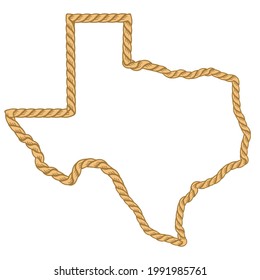 Texas map with lasso rope frame isolated on white for design. Texas color sign symbol