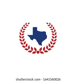 Texas Map And Laurel Wreath Logo Design Template