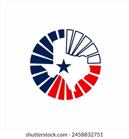 Texas Map Logo Design mit einzigartigem Hintergrund.