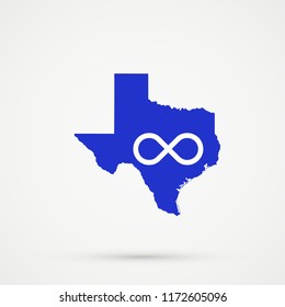 Texas map in Metis Blue flag colors, editable vector.