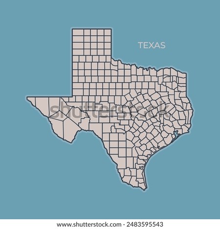 Texas map with muted color. Texas map with coutry border outline. Texas map vector design