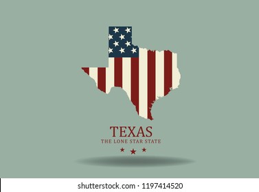 Texas Map with Nickname The Lone Star State, Vector EPS 10