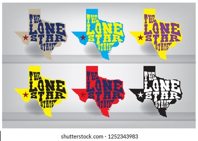 Texas Map with Nickname The Lone Star State, Vector EPS 10.