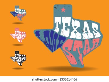 Texas map with nickname Lone Star Logo design concept, Vector EPS 10.