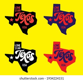 Texas map with nickname Lone Star logo design concept, can be use for website template advertisement attachment poster banner souvenir printing coffee mug cap ,Vector EPS