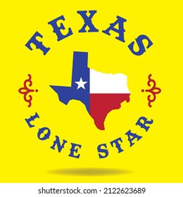 Texas map with nickname Lone Star logo design concept, vector eps

