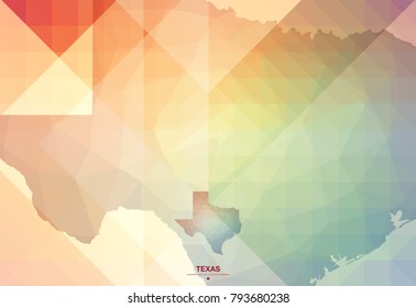 texas map on abstract polygon geometry background