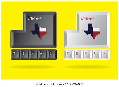 Texas map on Enter keyboard, Vector EPS 10.
