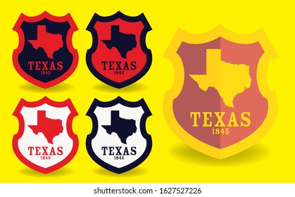 Texas map on Shield logo design concept, vector eps