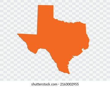 TEXAS Map orange Color on White Backgound  illustration eps 10