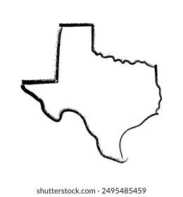 Texas map outline concept sketch. Isolated vector graphics hand drawn map of US state.