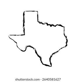 Texas map outline concept sketch. Isolated vector graphics hand drawn map of US state.