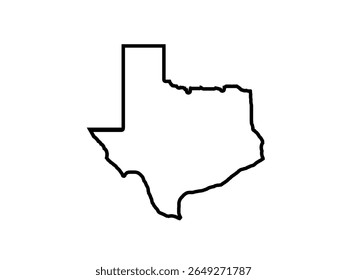 Texas map outline icon isolated on white background.