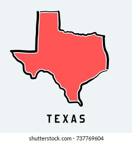 Texas Map Outline - Smooth Simplified US State Shape Map Vector.