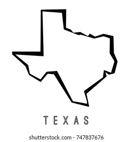 Texas Map Outline - US State Shape Sharp Polygonal Geometric Style Vector.