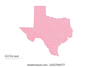 Texas Map - Pink abstract style isolated on white background for infographic, design vector.