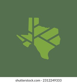 Texas map plant leaf logo. Creative eco and nature organic logo design template.
