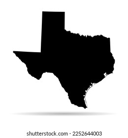 Forma de mapa de Texas, estados unidos de américa. Icono de concepto plano, ilustración vectorial.