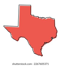 Forma de mapa de Texas, estados unidos de américa. Icono de concepto plano, ilustración vectorial.