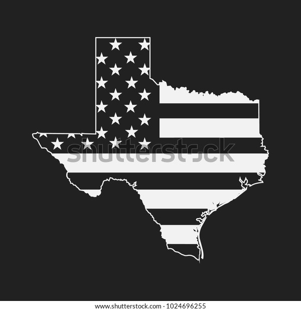 Texas Map Shape Usa Flag Stock Vector (Royalty Free) 1024696255