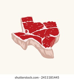 Texas map shaped meat illustration
