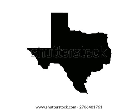 Texas map silhouette icon isolated on white background.