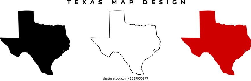 Texas Map, Silhouette and Line Art