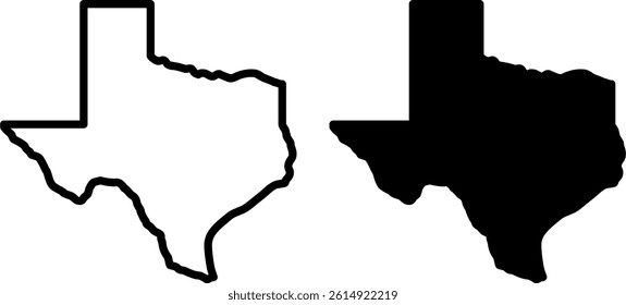 Texas map silhouette, outline vector illustration