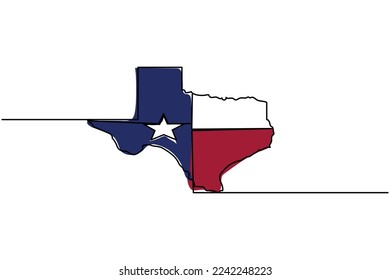 Texas map single continuous line illustration vector design
