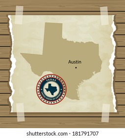 Texas map with stamp vintage vector background