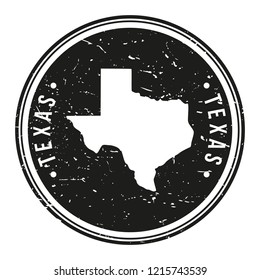 Texas Map Symbol Round Design Stamp Travel and Business