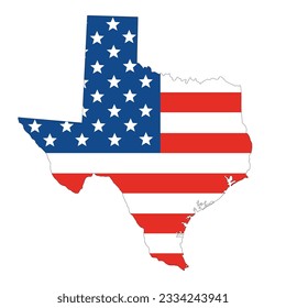 Texas map with USA flag. USA map