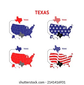 Mapa de Texas con formato de eps vectoriales de diseño de bandera de ee.uu., adecuado para sus necesidades de diseño, logotipo, ilustración, animación, etc.