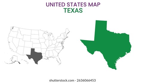 Texas map of USA state. Texas map vector illustration. Texas vector map on white background.