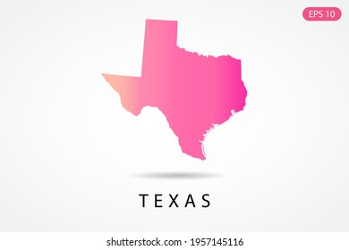 Texas Map - USA, United States of America map, World Map International vector template with Pink gradient color isolated on white background - Vector illustration eps 10