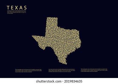 Texas Map - USA, United States of America map, World Map International vector template with Gold grid on dark background - Vector illustration eps 10