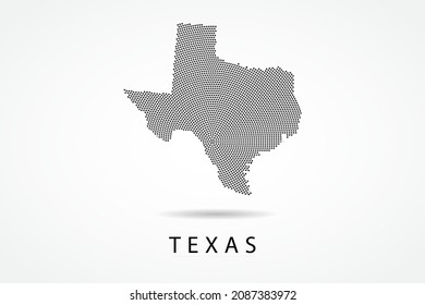 Texas Map - USA, United States of America Map vector template with Black dots, grid, grunge, halftone style isolated on white background for education, infographic - Vector illustration eps 10