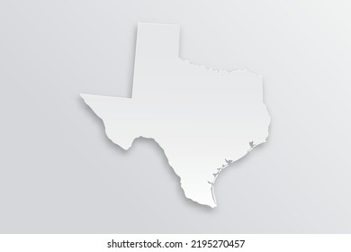 Texas Map - USA, Vereinigte Staaten von Amerika Karte Vektorvorlage mit 3D, Papierformat einschließlich Schatten und Weiß auf grauem Hintergrund für Design, Infografik - Vektorgrafik eps10