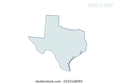 Texas Map - USA, United States of America Map vector with blue stork line and blue geometric shapes isolated on white background for design, infographic, website - Vector illustration eps 10