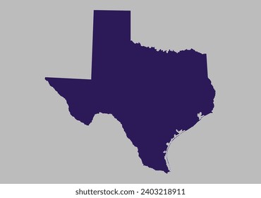 Texas map vector, Blue purple color isolated on gray background.