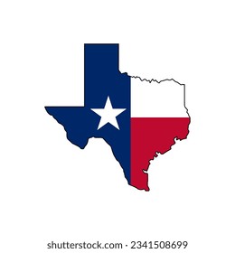 texas map vector, texas icon, star, blue red and white.