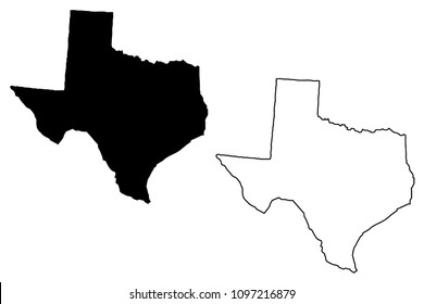 Texas map vector illustration, scribble sketch Texas map