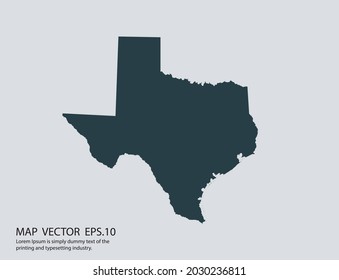 TEXAS map vector, isolated on gray background