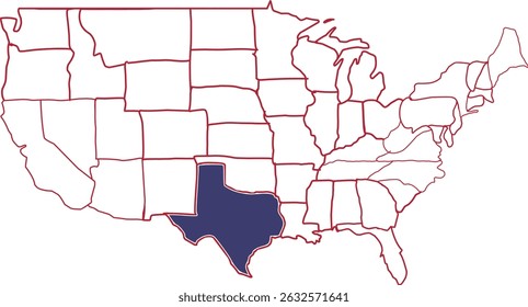 Texas Map vector, united states of america map. America Map
