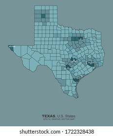 texas map. vector map of texas, U.S states. amreica country map. 