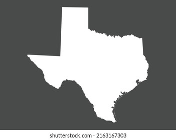 Texas map vector, white color, Isolated on gray background