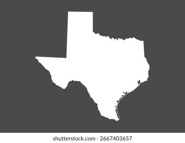 Vector del mapa de Texas, color blanco, no aislado en fondo oscuro