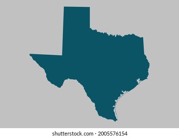 Texas map vector,isolated ocean blue color on gray background