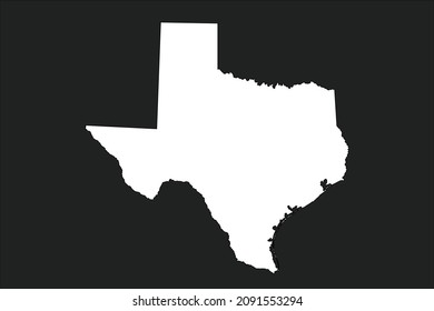 TEXAS map White Color on black Background