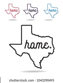 Texas map with word saying home vector eps 10.